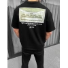 Unisex Baskılı Oversize T-Shirt - Siyah