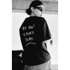 Unisex Baskılı Oversize T-Shirt - Siyah