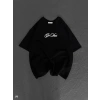 Unisex Baskılı Oversize T-Shirt - Siyah