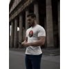 Unisex Bisiklet Yaka Baskılı Oversize T-Shirt - Beyaz