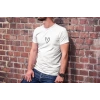 Unisex Bisiklet Yaka Baskılı Oversize T-Shirt - Beyaz