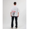 Unisex Bisiklet Yaka Baskılı Oversize T-Shirt - Beyaz