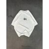 Unisex Bisiklet Yaka Baskılı Oversize T-Shirt - Beyaz