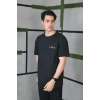 Unisex Bisiklet Yaka Baskılı Oversize T-Shirt - Siyah