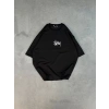 Unisex Bisiklet Yaka Baskılı Oversize T-Shirt - Siyah