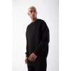Unisex Biskilet Yaka Üç İplik SweatShirt - Siyah