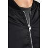 Unisex İçi Astarlı Düz Bomber Ceket - Siyah