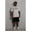 Unisex Oversize Baskılı Bisiklet Yaka T-Shirt - Gri