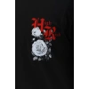 Unisex Oversize Baskılı Bisiklet Yaka T-Shirt - Siyah