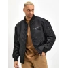 Unisex Uzun Kol Baskılı Bomber Ceket - Siyah