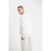 Unisex Uzun Kol Bisiklet Yaka Yıkamalı SweatShirt - Beyaz