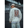 Uzun Kol Bisiklet Yaka Baskılı SweatShirt - Beyaz