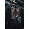 Uzun Kol Bisiklet Yaka Baskılı SweatShirt - Siyah