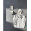 Uzun Kol Kapşonlu Baskılı SweatShirt - Beyaz