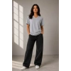 V Yaka Basic Tişört Kısa Kol Yazlık Regular Fit T-Shirt - Gri