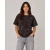 Yıkamalı Washed Effect Tişört Bisiklet Yaka Sokak Stil Kısa Kol T-Shirt - Siyah