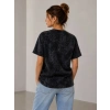 Yıkamalı Washed Effect Tişört Bisiklet Yaka Sokak Stil Kısa Kol T-Shirt - Siyah