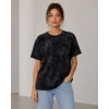 Yıkamalı Washed Effect Tişört Bisiklet Yaka Sokak Stil Kısa Kol T-Shirt - Siyah