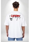 30 Ağustos Zafer Bayramı Ön Arka Baskılı Oversize Bisiklet Yaka T-shirt - Beyaz