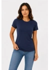 3’lü Kısa Kollu Bisiklet Yaka Basic Slim Fit T-Shirt - Mor - Petrol Mavisi - Hardal