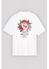 8 Mart Dünya Kadınlar Günü Baskılı Oversize Bisiklet Yaka T-shirt - Beyaz