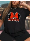 Anneler Günü Hediye Anne Temalı Baskılı Oversize Bisiklet Yaka T-shirt - Siyah