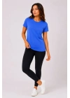 Basic Bisiklet Yaka Yazlık Slim Fit T-Shirt - Mavi - Hardal Sarısı