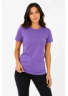 Basic Bisiklet Yaka Yazlık Slim Fit T-Shirt - Mor  - Turuncu