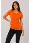 Basic Bisiklet Yaka Yazlık Slim Fit T-Shirt - Mor  - Turuncu