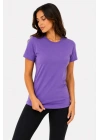 Basic Bisiklet Yaka Yazlık Slim Fit T-Shirt - Mor  - Turuncu