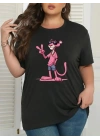 Baskılı Oversize Bisiklet Yaka T-shirt - Beyaz
