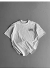 Baskılı Oversize Bisiklet Yaka T-shirt - Beyaz