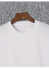 Baskılı Oversize Bisiklet Yaka T-shirt - Beyaz