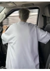 Baskılı Oversize Bisiklet Yaka T-shirt - Beyaz