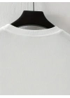 Baskılı Oversize Bisiklet Yaka T-shirt - Beyaz