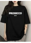 Baskılı Oversize Bisiklet Yaka T-shirt - Siyah