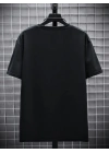 Baskılı Oversize Bisiklet Yaka T-shirt - Siyah