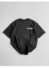Baskılı Oversize Bisiklet Yaka T-shirt - Siyah