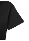 Baskılı Oversize Bisiklet Yaka T-shirt - Siyah