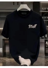 Baskılı Oversize Bisiklet Yaka T-shirt - Siyah