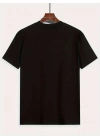 Baskılı Oversize Bisiklet Yaka T-shirt - Siyah