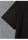 Baskılı Oversize Bisiklet Yaka T-shirt - Siyah