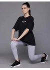 Baskılı Oversize T-shirt - Siyah