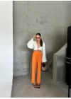 BEL LASTİK DETAYLI MODAL KUMAŞ PANTOLON - Orange