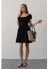 Beli Korseli Mini Elbise - Siyah