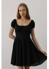 Beli Korseli Mini Elbise - Siyah