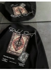 Bisiklet Yaka Baskılı SweatShirt - Siyah
