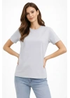 Bisiklet Yaka Tişört  Regular Kalıp Basic Pamuklu  Günlük Kullanım  T-shirt - Gri