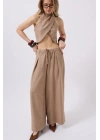 Düşük Bel Oversize Keten Pantolon