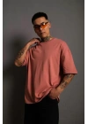 Erkek 24/1 Düz A Kalite Oversize T-shirt - Gül Kurusu